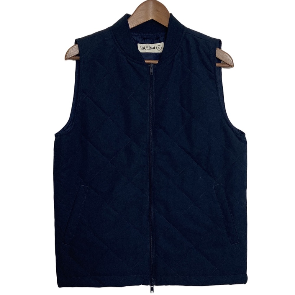 Line of Trade Quilted Vest Mens Small Navy Blue Full Zip Mid Layer Pockets